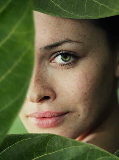 Frau mit grüne Augen